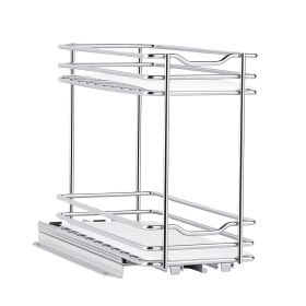 Pull Out Spice Rack Organizer for Cabinet, 2 Tier Slide Out Spice Rack Organizer
