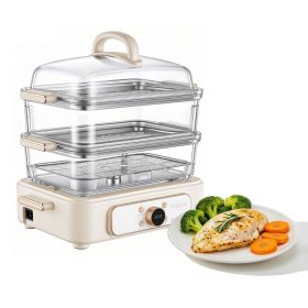 Electric Food Steamer 10.6 QT Glass with 3-Tier Stainless Steel Trays, 1200W Vegetable Steamer for Cooking, 2-4 Servings, Pre-Programmed Settings