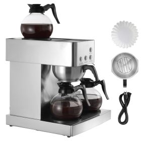 Commercial Drip Coffee Maker, 12 Cups Coffee-Maker Machine with 4 Glass Carafes and 4 Decanter Warmer Plates, Stainless Steel Drip Style Coffee B
