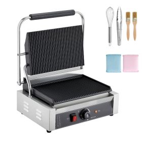 Commercial Panini Grill, 1800W Electric Sandwich Panini Maker, Stainless Steel Sandwichs Press with Handle and Temp Control