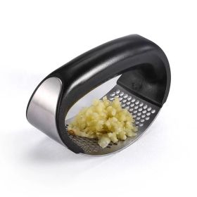 Premium Stainless Steel Rocking Garlic Press and Crusher - Ergonomic Manual Mincer and Kitchen Gadget for Easy Mincing and Clean Up