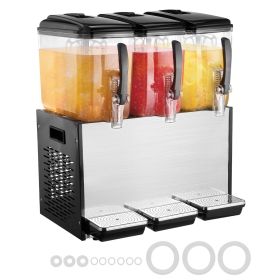 Commercial Beverage Dispenser, 3 Tanks 12 L / 12.7 QT Per Tank Juice Dispenser