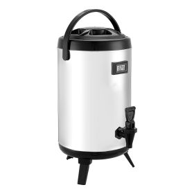 Insulated Beverage Dispenser, 2 Gal/7.6L Stainless Steel Thermal Drink Server with Spigot & Temp Display, Suitable for Hot and Cold Drinks