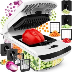 Vegetable Chopper Chopper And Spiralizer Food Chopper With Container Fruit Cutter Onion Dicer All In One Prep Tool  Kitchen (Option: BLACK WHITE)