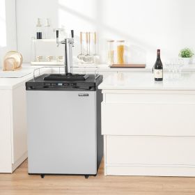 Beer Kegerator Draft Beer Dispenser Full Size Keg Refrigerator Dual Tap (Option: Black)
